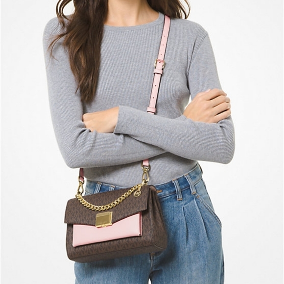 Michael Kors Handbags - MICHAEL MICHAEL KORSLita Medium Two-Tone Logo Crossbody Bag with gift box